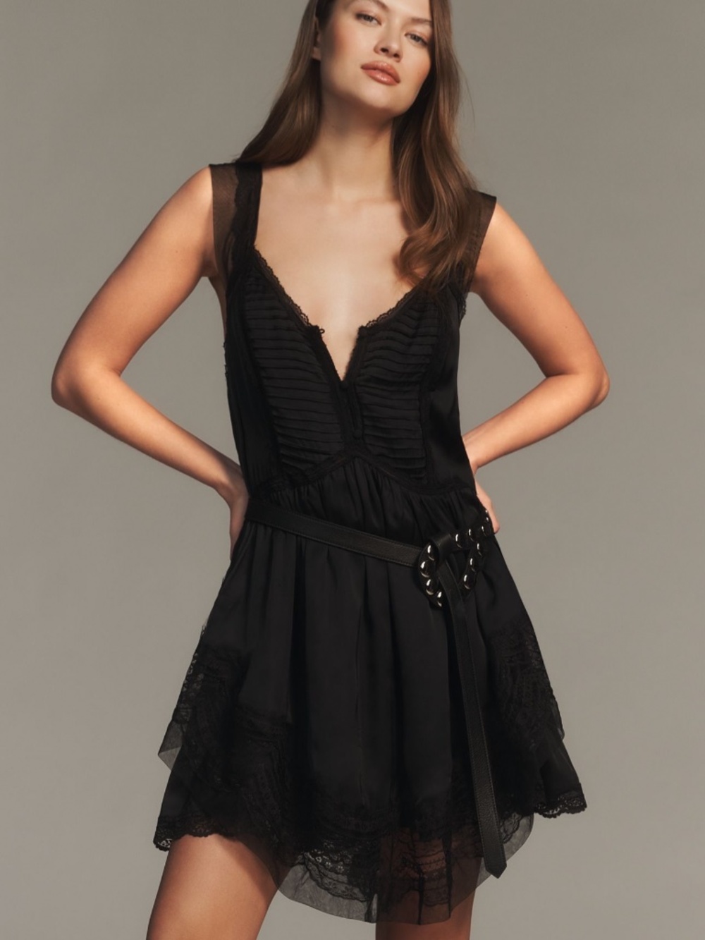 Anthropologie Lacey Satin Slip Dress - Size M